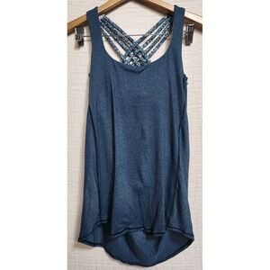 Lululemon Womens 6 Teal Blue 2 In 1 Strappy‎ Back Tank Built-in Bra Athleisure
